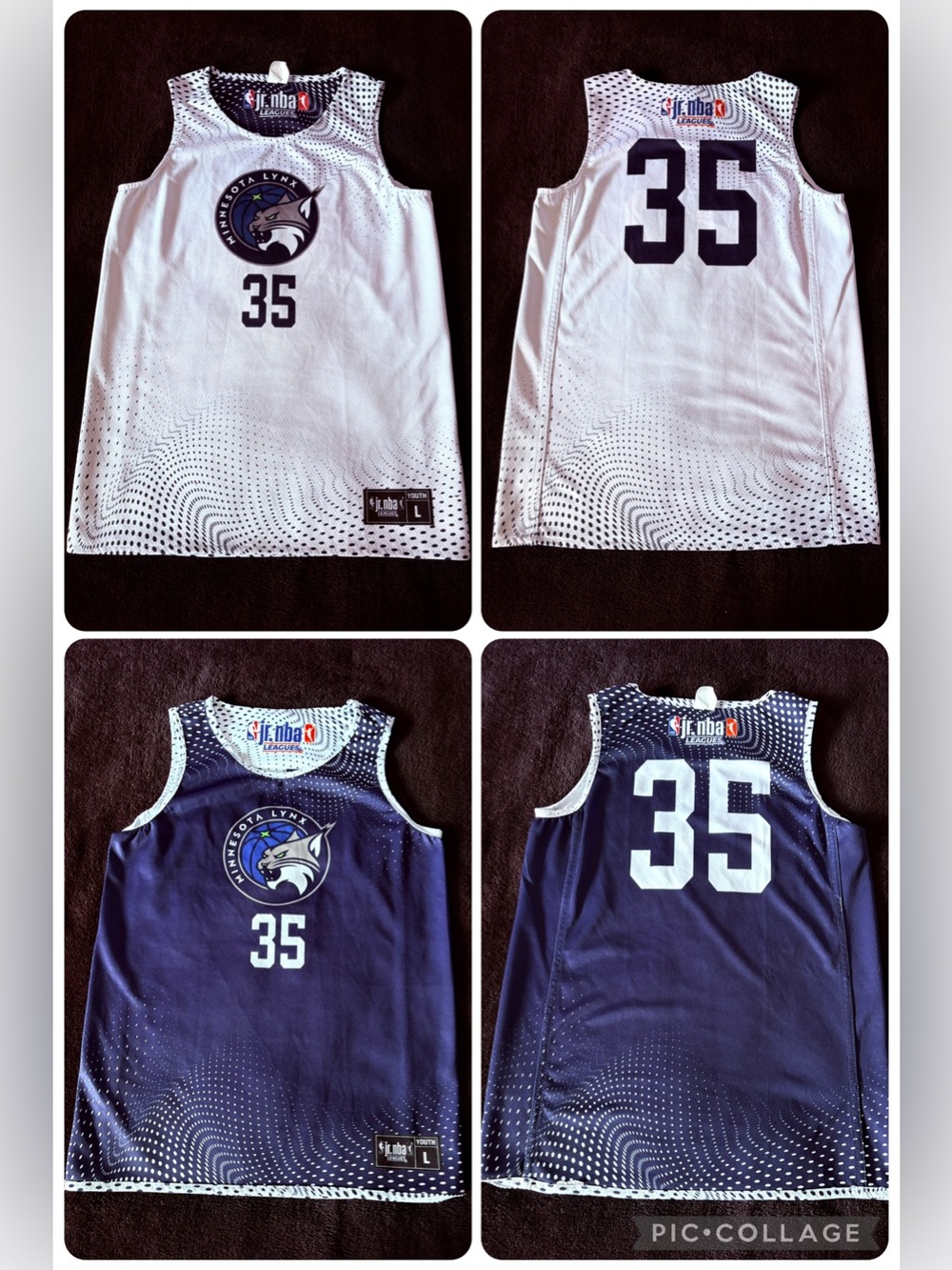 Minnesota Lynx x Jr. NBA Leagues #35 NWOT white / navy Reversible Jersey Youth L